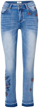 KOROSHI Džínsy  modrá denim / melónová / čierna