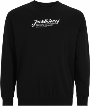 Jack & Jones Plus Mikina 'JJBeau'  čierna / biela