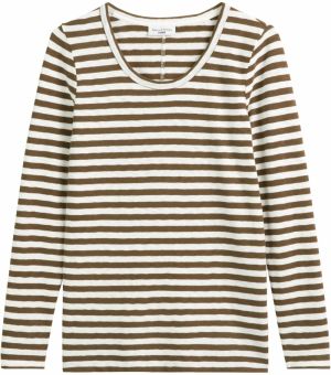 Marc O'Polo DENIM Tričko  tmavohnedá / biela