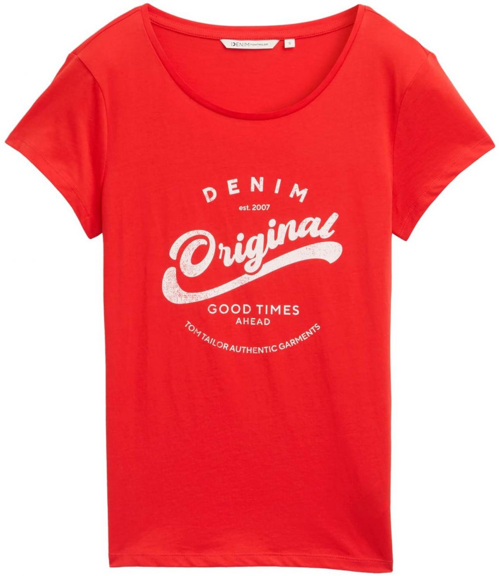 TOM TAILOR DENIM Tričko  červená / biela