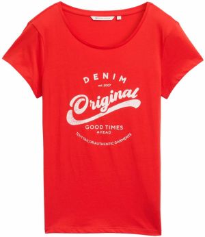 TOM TAILOR DENIM Tričko  červená / biela
