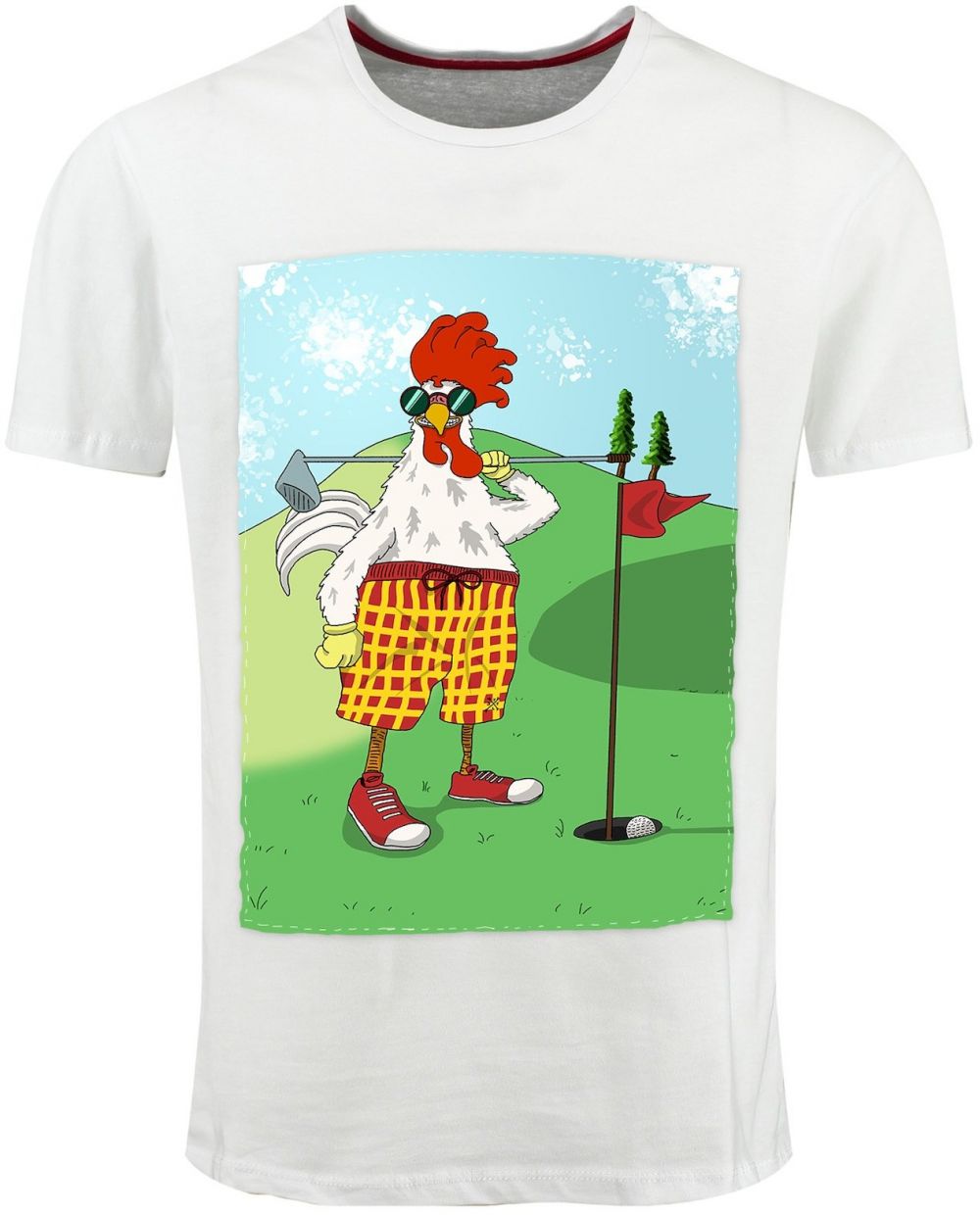 Key Largo Tričko 'Golfing Chicken'  žltá / zelená / červená / biela