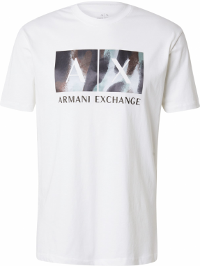 ARMANI EXCHANGE Tričko  hnedá / čierna / biela