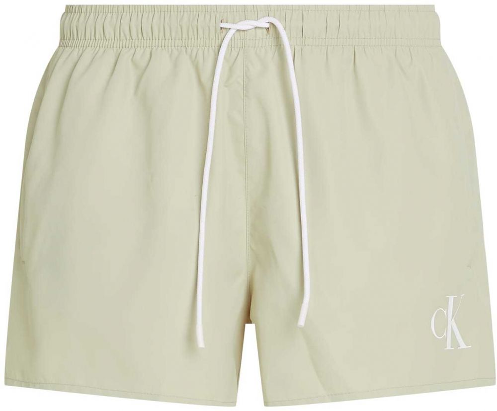 Calvin Klein Swimwear Plavecké šortky  sivobéžová / biela