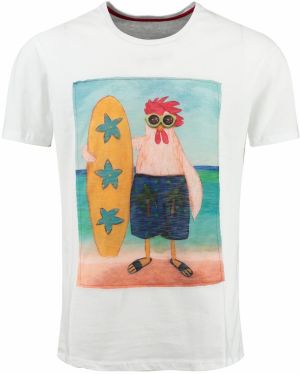 Key Largo Tričko 'Surfing Chicken'  telová / vodová / zlatá žltá / biela