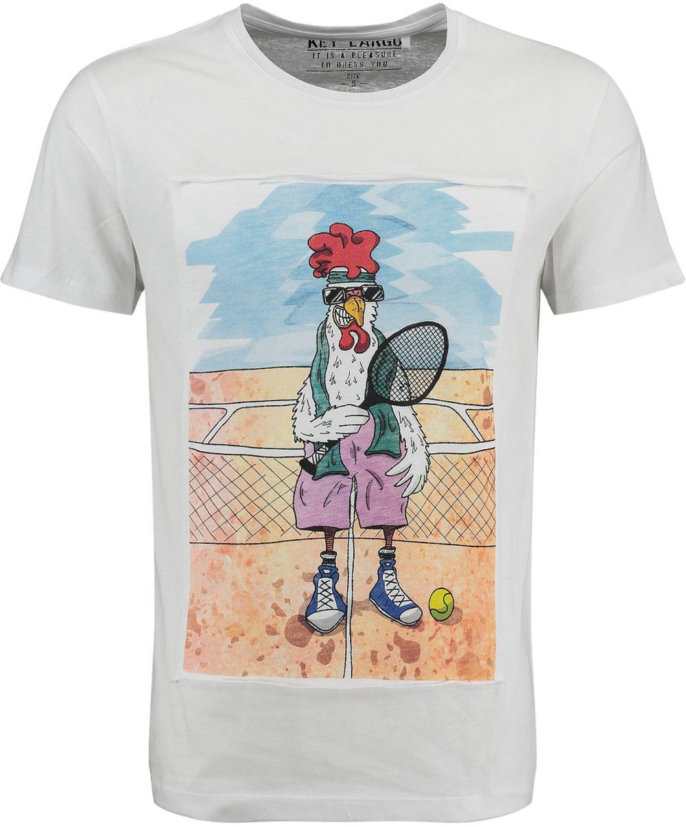 Key Largo Tričko 'Tennis Chicken'  svetlomodrá / svetločervená / čierna / biela