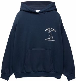 Pull&Bear Mikina 'DUCK'  námornícka modrá / biela