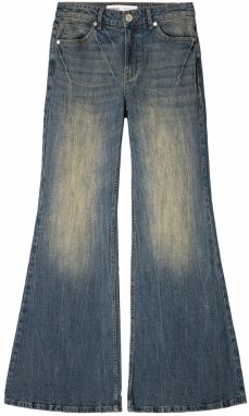Bershka Džínsy  svetlobéžová / tmavomodrá