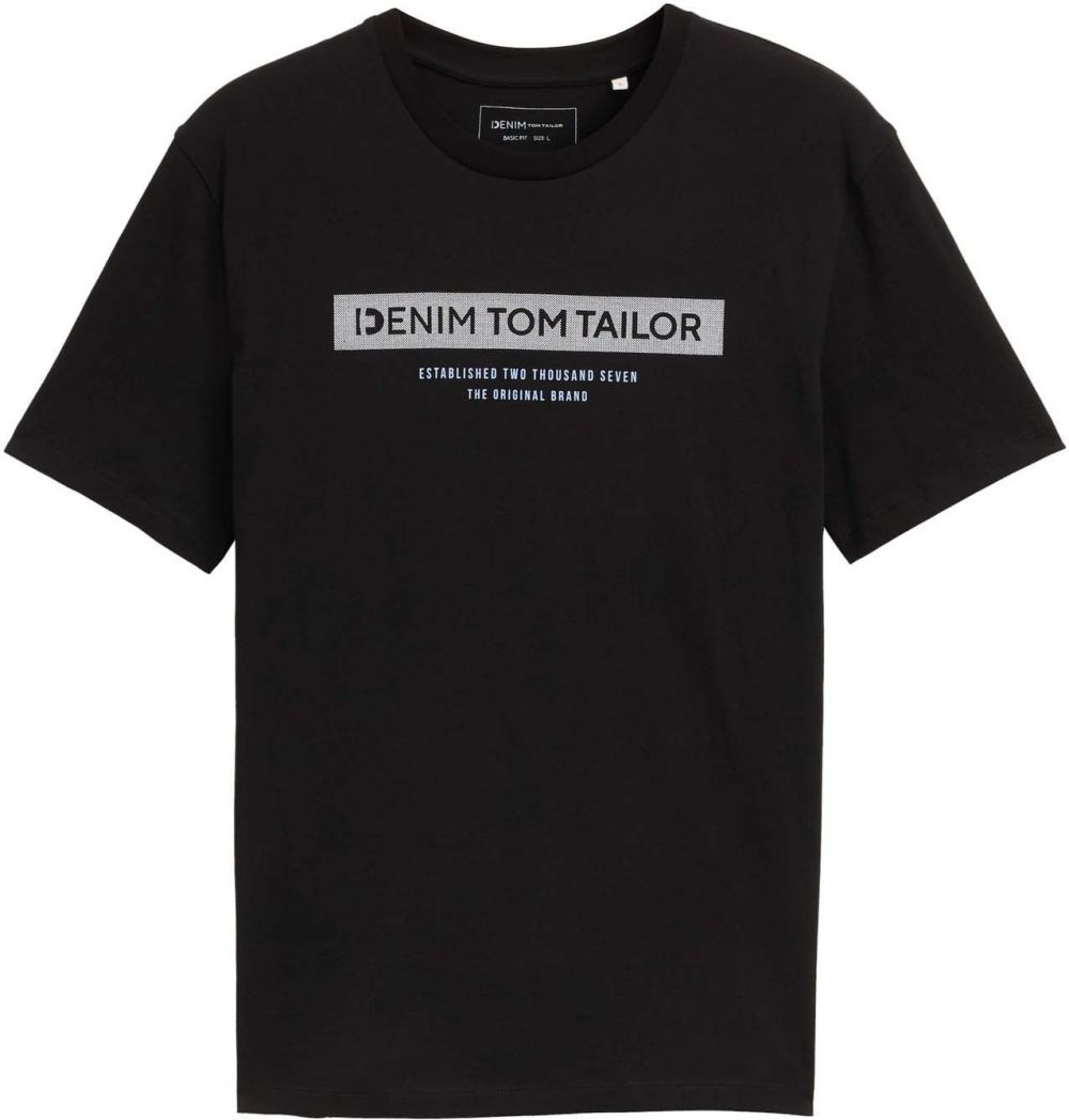 TOM TAILOR DENIM Tričko  čierna / biela