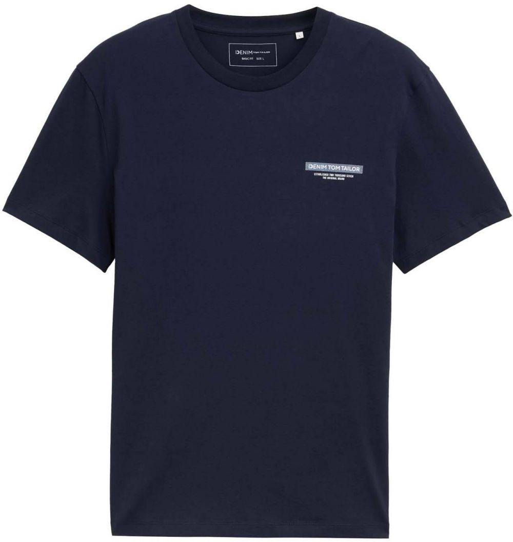 TOM TAILOR DENIM Tričko  tmavomodrá / šedobiela