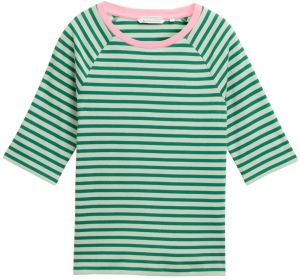 TOM TAILOR DENIM Tričko  svetlosivá / jedľová / svetloružová