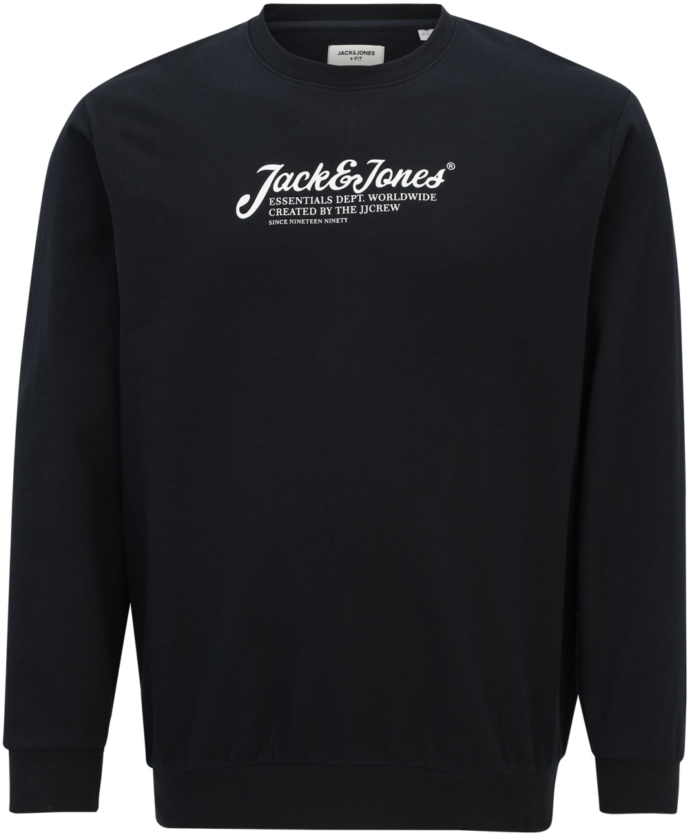 Jack & Jones Plus Mikina 'JJBeau'  tmavomodrá / biela