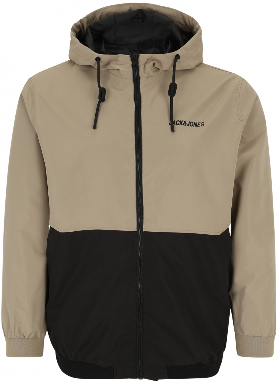 Jack & Jones Plus Prechodná bunda 'JJERUSH'  kaki / čierna