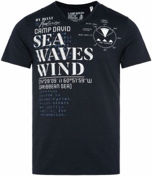 CAMP DAVID Tričko  tmavomodrá / biela