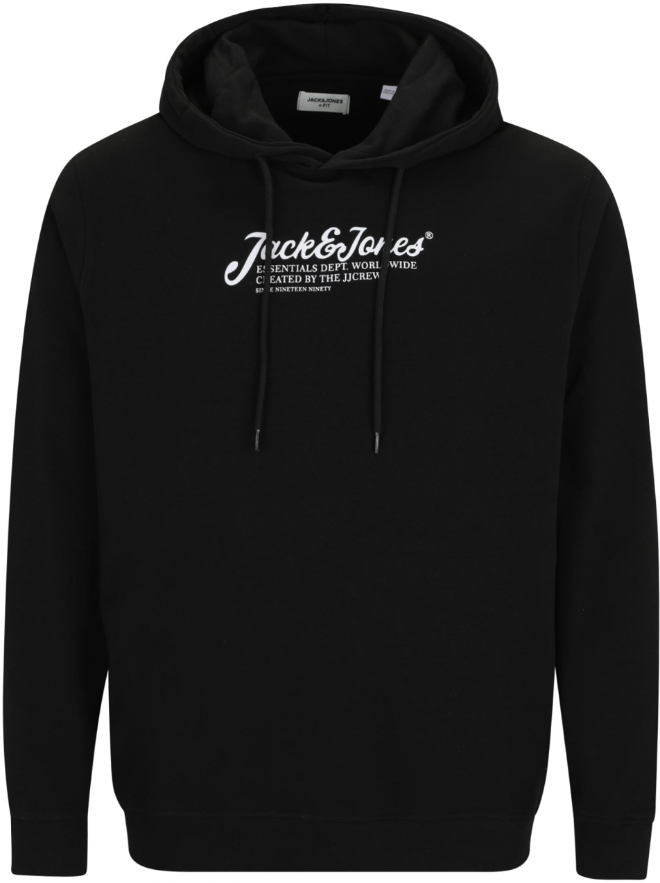 Jack & Jones Plus Mikina 'JJBEAU'  čierna / biela
