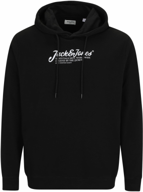 Jack & Jones Plus Mikina 'JJBEAU'  čierna / biela