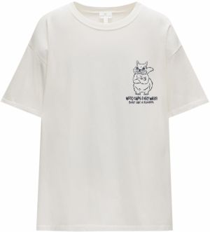Pull&Bear Tričko 'ARDILLA'  čierna / biela