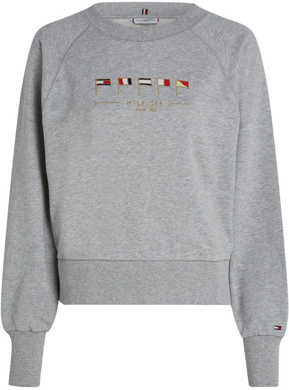 TOMMY HILFIGER Mikina  zlatá žltá / sivá melírovaná / červená / biela