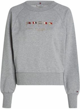 TOMMY HILFIGER Mikina  zlatá žltá / sivá melírovaná / červená / biela