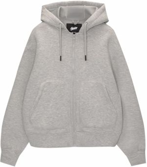 Pull&Bear Tepláková bunda 'STWD'  sivá melírovaná