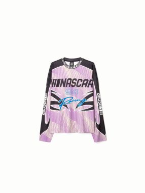 Bershka Tričko 'RACING NASCAR'  svetlomodrá / fialová / čierna / biela