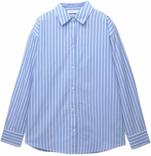 Pull&Bear Blúzka  modrá denim / biela