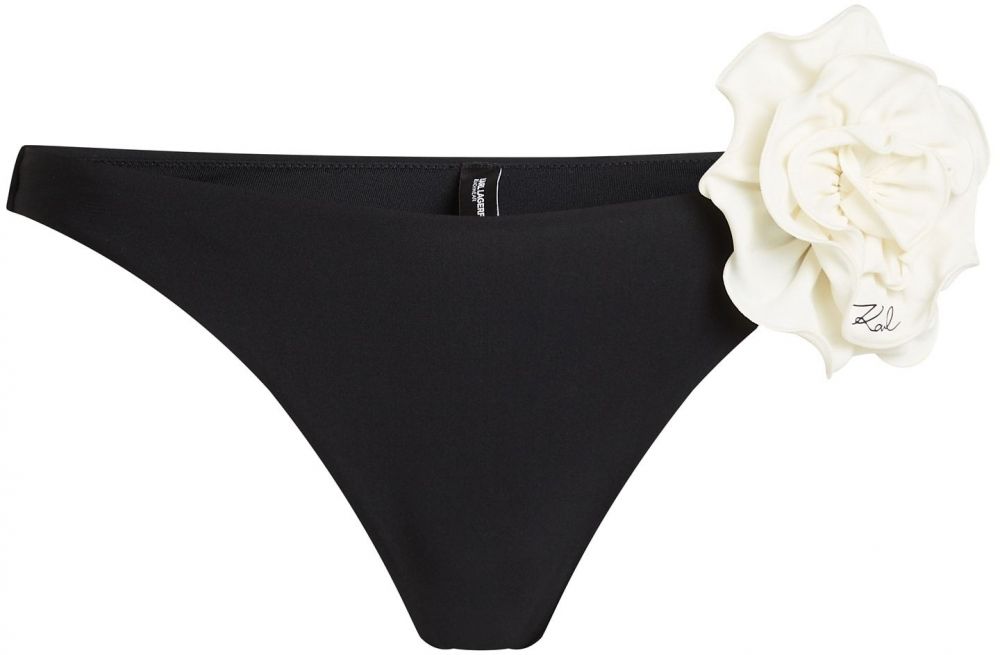 Karl Lagerfeld Bikinové nohavičky  čierna / biela