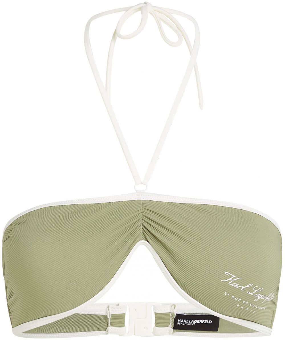 Karl Lagerfeld Bikinový top ' HOTEL'  zelená / biela