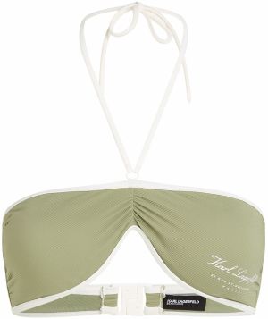 Karl Lagerfeld Bikinový top ' HOTEL'  zelená / biela