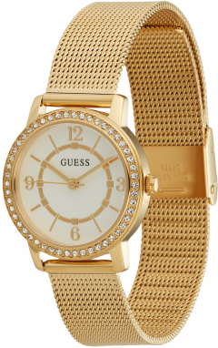 GUESS Analógové hodinky 'Melody'  zlatá / biela