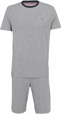 TOMMY HILFIGER Krátke pyžamo  sivá melírovaná / čierna