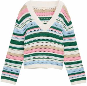 TOM TAILOR DENIM Sveter  svetlobéžová / svetlomodrá / zelená / ružová