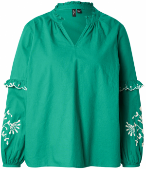 Vero Moda Curve Blúzka 'VMCNoel'  smaragdová / biela