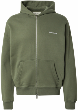 Abercrombie & Fitch Tepláková bunda  zelená / biela