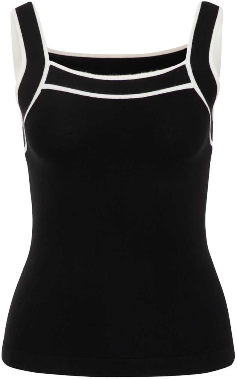 WE Fashion Vyšívaný top  čierna / biela