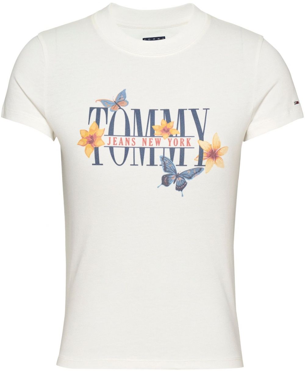 Tommy Jeans Tričko  zafírová / tmavožltá / mandarínková / biela