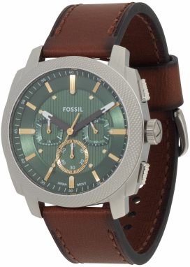 FOSSIL Analógové hodinky 'MACHINE'  hnedá / zelená / strieborná