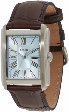 FOSSIL Analógové hodinky 'Carraway'  pastelovo modrá / hnedá / strieborná