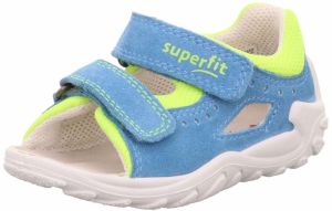 SUPERFIT Sandále 'FLOW'  modrá denim / neónovo zelená