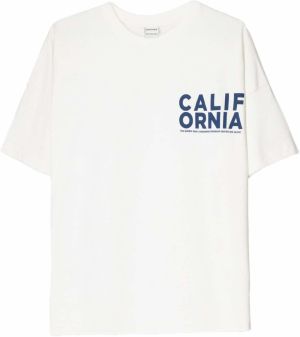 Bershka Tričko 'CALIFORNIA'  béžová / svetlobéžová / námornícka modrá / biela