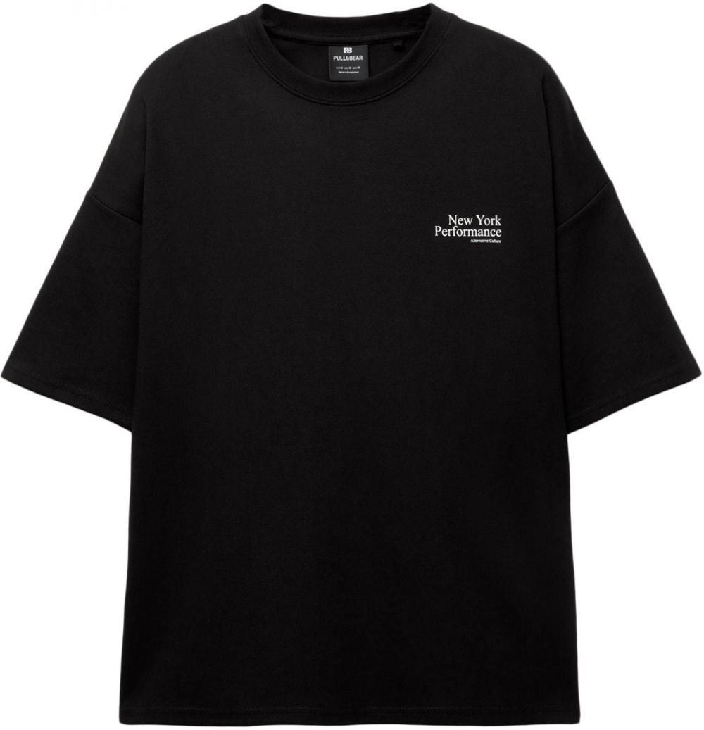Pull&Bear Tričko 'BEINAL'  čierna / biela