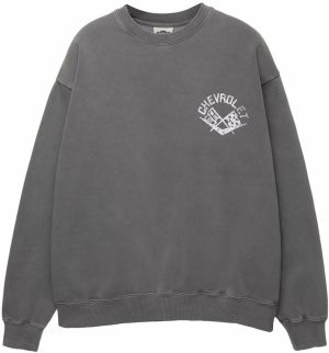 Pull&Bear Mikina  sivá melírovaná / biela