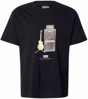 JACK & JONES Tričko 'JOROASIS GUITAR'  sivá / oranžová / čierna / šedobiela