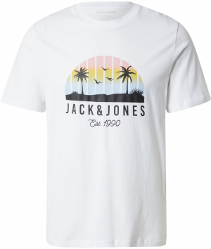 JACK & JONES Tričko 'JJPalm'  svetlomodrá / žltá / čierna / biela