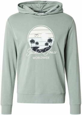 JACK & JONES Mikina 'JJPALM'  mätová / pastelovo zelená / čierna / biela