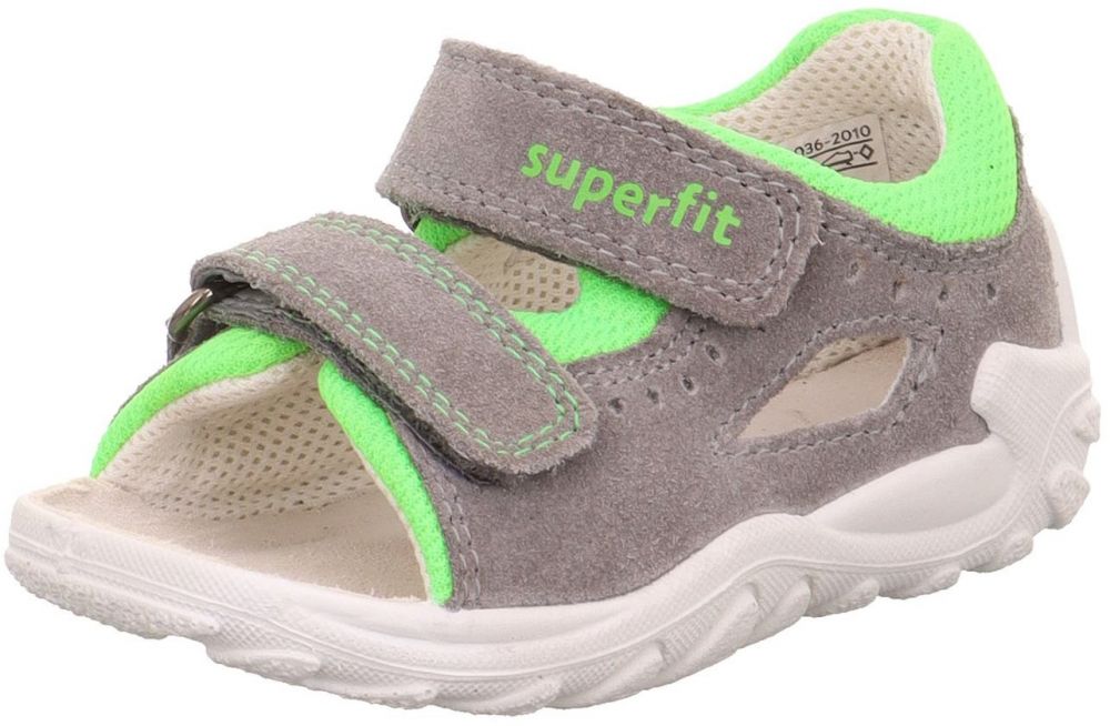 SUPERFIT Sandále 'FLOW'  sivá / limetová
