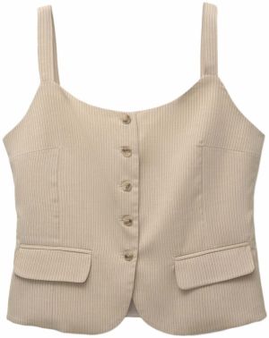 Pull&Bear Vesta k obleku  piesková / tmavosivá