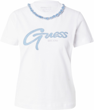 GUESS Tričko  modrá denim / strieborná / biela