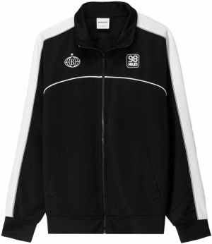 Bershka Tepláková bunda  čierna / biela