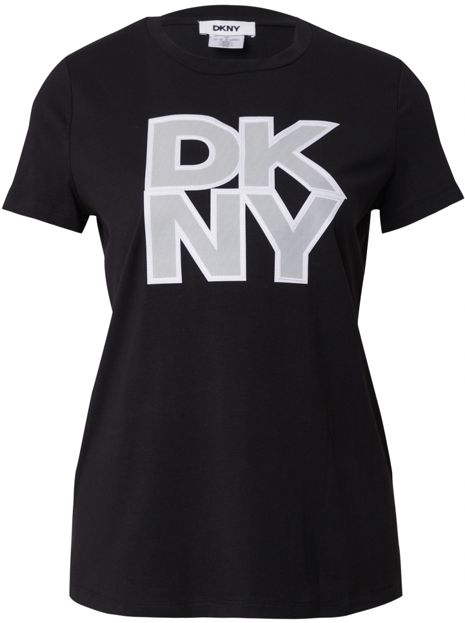 DKNY Tričko  svetlosivá / čierna / biela